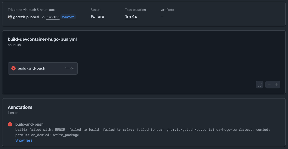 GitHub Actions permissions error